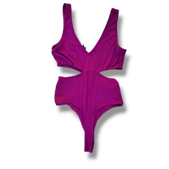 Wild Fable Women’s Plum Purple Tank Bodysuit | Side Cut Out | Rayon Spandex - Picture 3 of 9